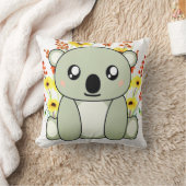 かわいいコアラクマと花装飾用クッション クッション (ブランケット)