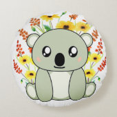 かわいいコアラクマの花 ラウンドクッション (裏面)