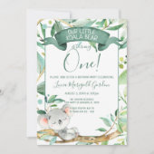 かわいいコアラグリーングレー最初の誕生日パーティー 招待状 (正面)