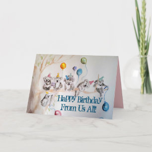 かわいいコアラグループハッピーバースデーfrom Us All Card カード
