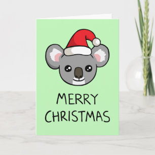 かわいいコアラサンタハットスケッチメリークリスマスカード シーズンカード