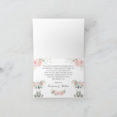 かわいいコアラスピンクフローラツインガールズベビーシャワー サンキューカード (内部)