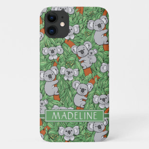 かわいいコアラパターンが自分の好みの緑に iPhone 11 ケース
