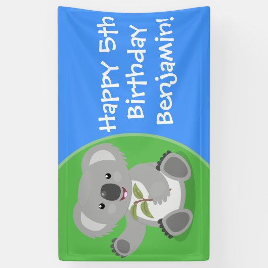 かわいいコアラパーソナライズされたマンガの誕生日 横断幕 (縦)