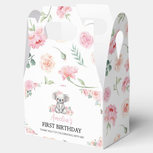 かわいいコアラピンクフローラガール誕生日お気に入りボックス フェイバーボックス (オープン)