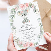 かわいいコアラピンクフローラセージ緑の赤ちゃんシャワー 招待状