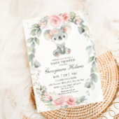 かわいいコアラピンクフローラセージ緑の赤ちゃんシャワー 招待状