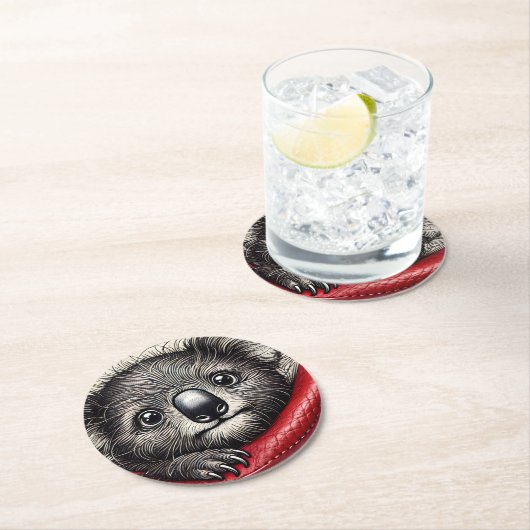 かわいいコアラベアイラストレーションとカラー鮮やかズ ラウンドペーパーコースター (インサイチュ)