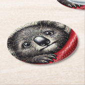 かわいいコアラベアイラストレーションとカラー鮮やかズ ラウンドペーパーコースター (アングル)