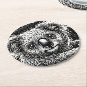 かわいいコアラベアイラストレーションオンレザーバックグラウンド ラウンドペーパーコースター (アングル)