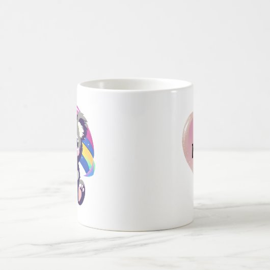 かわいいコアラベアーとレインボーパーソナライズされた コーヒーマグカップ (中央)