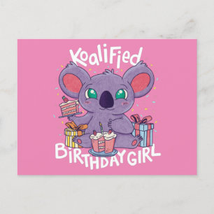 かわいいコアラベアーコアリファイド誕生日ガールピンク ポストカード