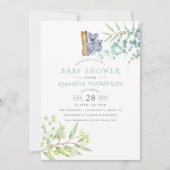 かわいいコアラベアーユーカリ葉スベイビーシャワー 招待状 (正面)