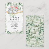 かわいいコアラベア 赤ちゃんのシャワーおむつくじチケット エンクロージャーカード (正面/裏面)