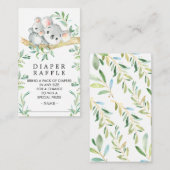 かわいいコアラベビーベビーシャワーおむつラッフルチケット エンクロージャーカード (正面/裏面)