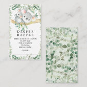 かわいいコアラベビーベビーシャワーおむつラッフルチケット エンクロージャーカード (正面/裏面)