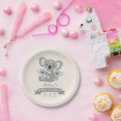 かわいいコアラ双子ベビーシャワー ペーパープレート (パーティー)