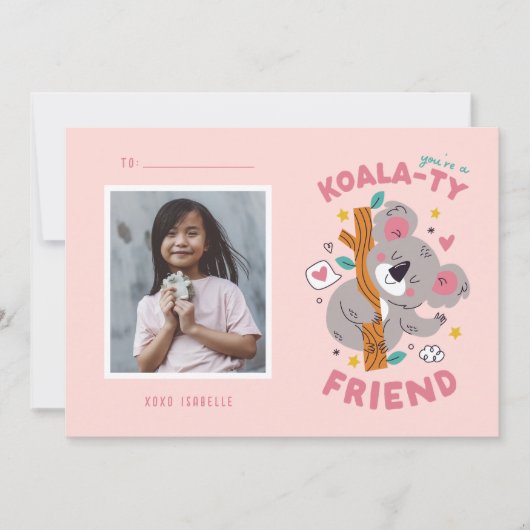 かわいいコアラ子供たちの教室バレンタイン ノートカード (正面)