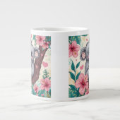 「かわいいコアラ愛マグカップ – ロマンチックな花とコアラ ジャンボコーヒーマグカップ (正面)