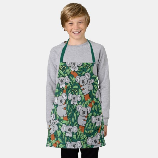 かわいいコアラ柄 エプロン (着用した状態)