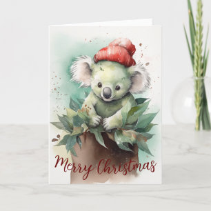 かわいいコアラ水の色ホリデークリスマスカード シーズンカード