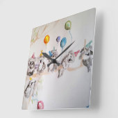 かわいいコアラ水彩絵画のアートウォール時計 スクエア壁時計 (傾斜)