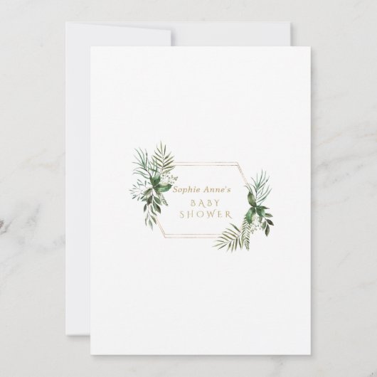 かわいいコアラ水彩緑の金ゴールド赤ちゃんシャワー 招待状 (裏面)