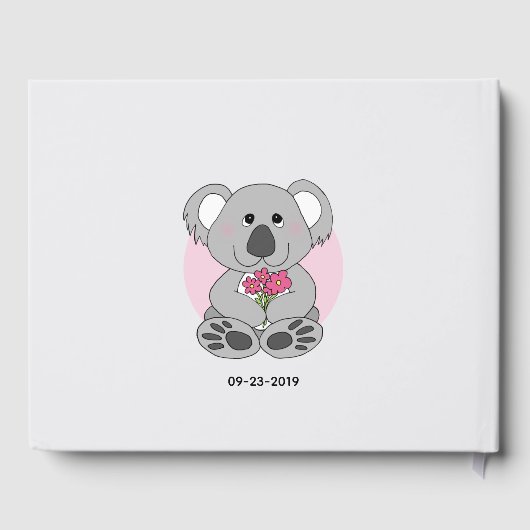 かわいいコアラ熊の漫画と名前ベビーシャワー ゲストブック (裏面)