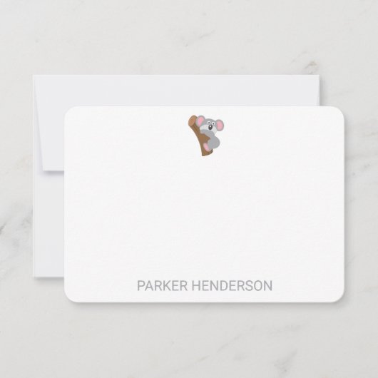 かわいいコアラ熊パーソナライズされた子ども文房具 サンキューカード (正面)