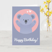 かわいいコアラ熊パーソナライズされた子供の誕生日カード カード (黄色い花)