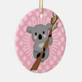 かわいいコアラ熊 – ピンクグレーガール セラミックオーナメント (右)