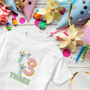 かわいいコアラ第3誕生日ピンク数計数 トドラーTシャツ