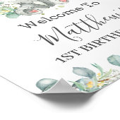 かわいいコアラ緑のベビーシャワー誕生日へようこそ ポスター (角)