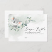 かわいいコアラ緑のユーカリ葉スのおむつラッフル エンクロージャーカード (正面/裏面)