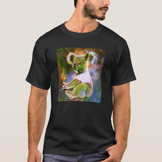 かわいいコアラ緑の木々の森の自然パターンコーア Tシャツ (正面)