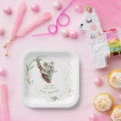 かわいいコアラ緑の金ゴールドガールベビーシャワー ペーパープレート (パーティー)