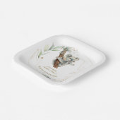 かわいいコアラ緑の金ゴールドガールベビーシャワー ペーパープレート (傾斜あり)