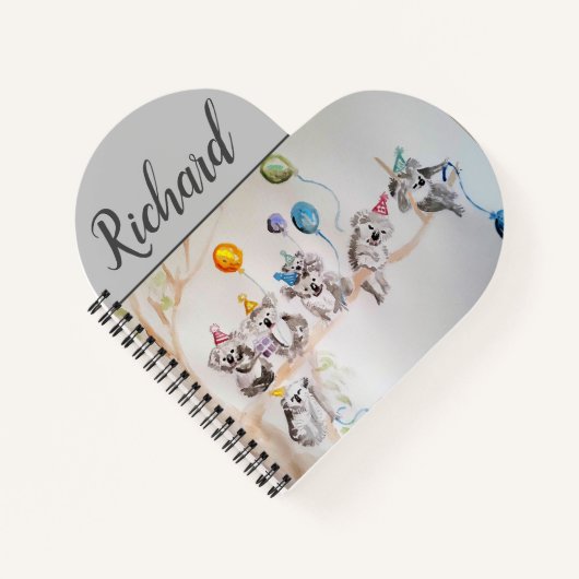 かわいいコアラ誕生日パーティーバルーンボーイズ子供 ノートブック (正面)