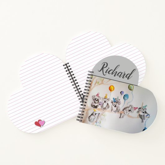かわいいコアラ誕生日パーティーバルーンボーイズ子供 ノートブック (内部)
