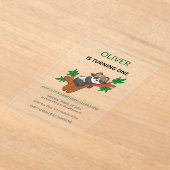 かわいいコアラ野生動物の子供の最初の誕生日 アクリル招待状 (レイダウン)