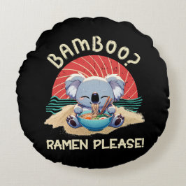 かわいいコアラ食べーのラーメンヴィンテージサンシャイン ラウンドクッション