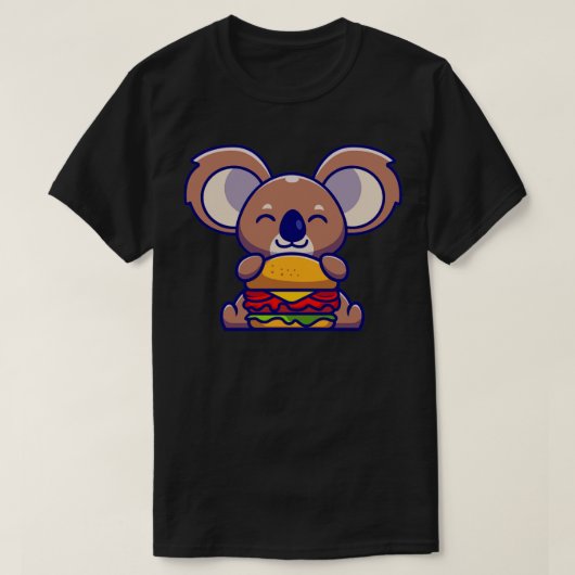 かわいいコアラ食べ物のバーガー漫画 Tシャツ (デザイン正面)