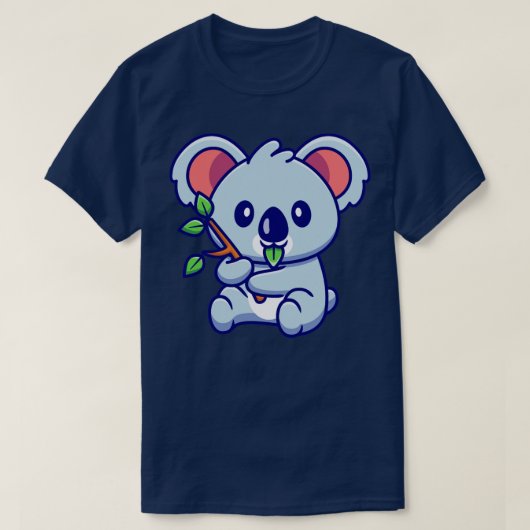 かわいいコアラ食べ物の葉 Tシャツ (デザイン正面)