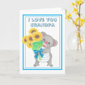 かわいいコアラ ひまわり 父の日 おじいちゃんだいすき カード (黄色い花)