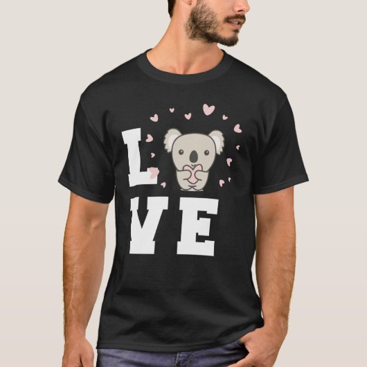 かわいいコアラ ハート コアラ 動物 オーストラリア かわいいコアラ Tシャツ (正面)