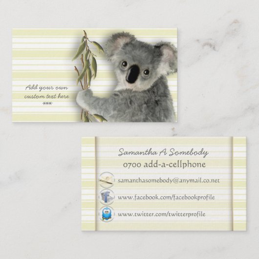 かわいいコアラ 名刺 (正面/裏面)