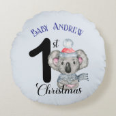 かわいいコアラ 赤ちゃんの初めてのクリスマス 冬の記念品 ラウンドクッション (正面)