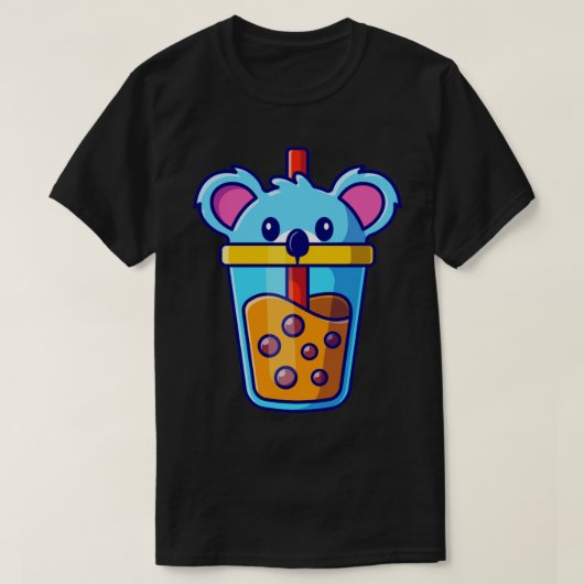 かわいいコアラBOBAミルクティーカップ漫画 Tシャツ (デザイン正面)