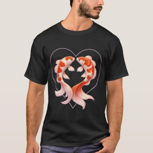 かわいいコイの魚 - 可愛い日本の縁起の良いコイのデザイン Tシャツ (正面)