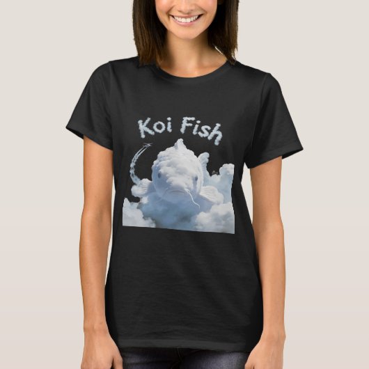 かわいいコイ魚アニメ日本のストリートウェアノベルティ Tシャツ (正面)